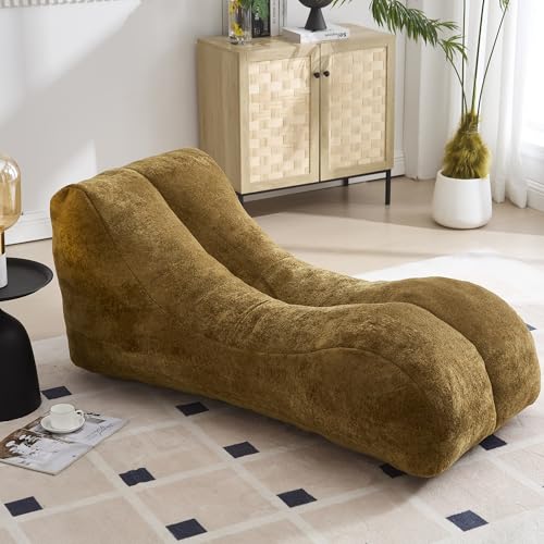 Aimerive Bean Bag Chair for Adults Bean Bag Sofa Sponge The Curves of The Human Body Lazy Floor Sofa for Bedroom Living Room,Brown