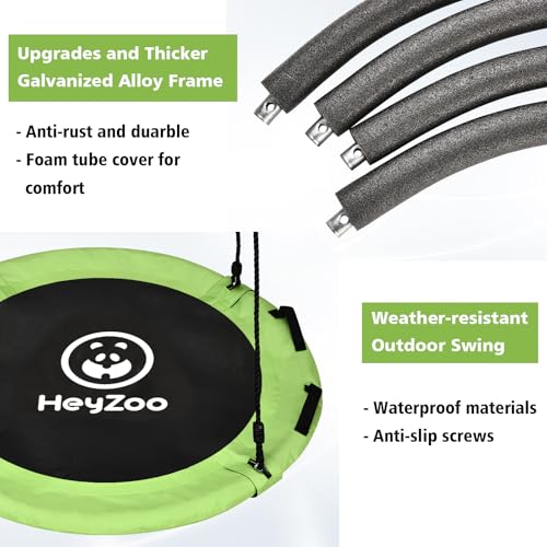 Image of HeyZoo Tree Swing, Saucer Swing 40 Inch for Kids, 900lbs Weight Capacity, with Adjustable Hanging Straps, for Backyard and Outdoor Playground, Yellow-Green