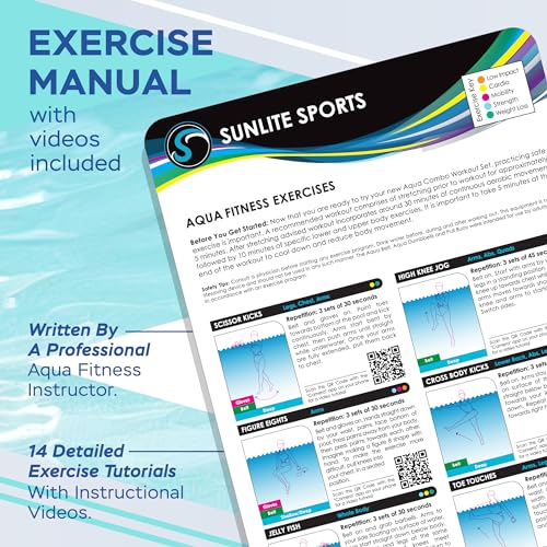Image of Sunlite Sports Water Workout Combo Set, High Density Water Weights for Pool Exercise, Dumbell, Swim Belt, Aerobics Equipment, Aqua Jogger Belt, Pool Fitness, Aqua Therapy & Exercise