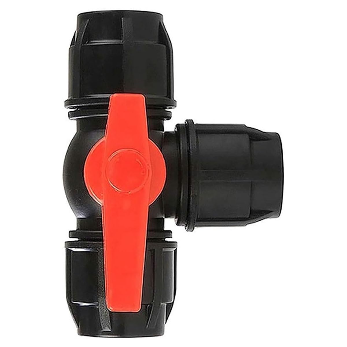Three-Way Reusableplastic Ball Valve - T-Type PE Quick Connect Pipe Connector (20mm/25mm/32mm/40mm/50mm/63mm),1pcs(Black,63mm)