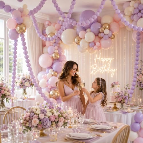 Image of Light Purple Linking Balloons, 100PCS 6 Inch Lavender Quick Link Balloons | Pastel Purple Balloons for Birthday Bridal Baby Shower Wedding Princess Coquette Fairy Butterfly Mermaid Party Decorations