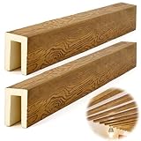 CroBlissful 2 Pcs 3.5' W x 5.5' H x 48' L Faux Wood Beams for Ceiling Easy Install Lightweight Urethane U-Beam Decorative Faux Wood Ceiling Beam, Natural White Oak