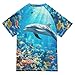 Wudan Cartoon Dolphin Cute Fishes Girl Bathing Suit UV Protection Girls Rashguard Swimwears Active Shirts for Little Boy 5-6T