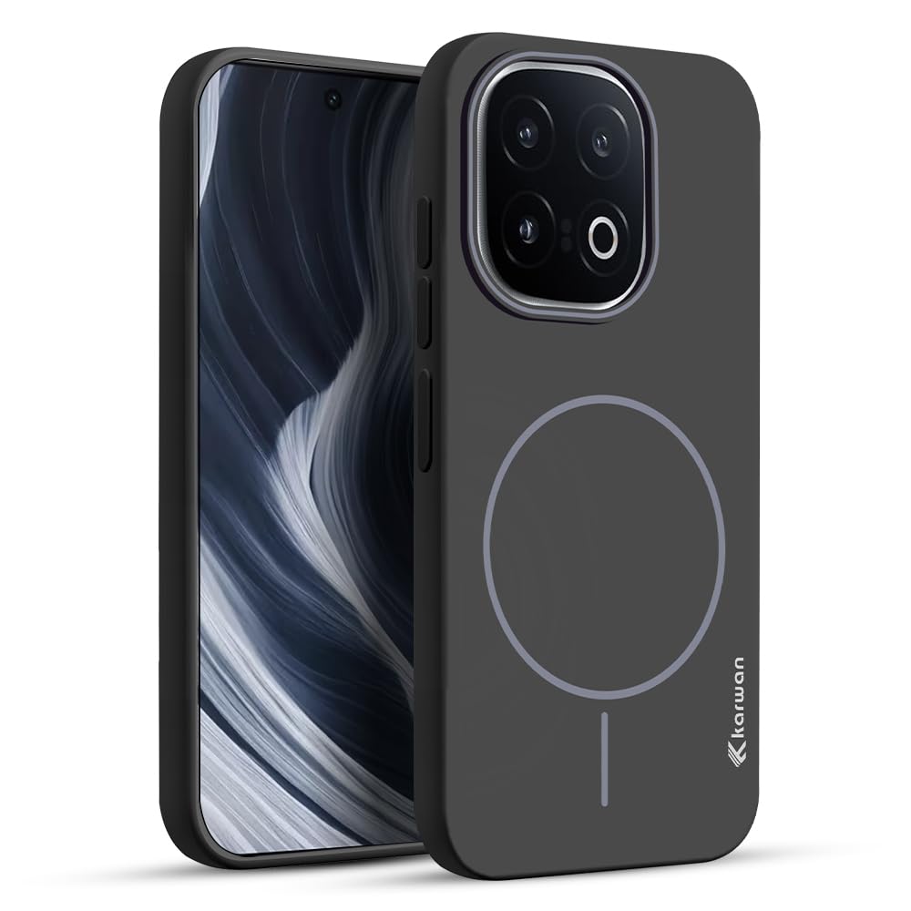 KARWAN Ultra Slim MagEaze Magnetic Matte Finish Back Case Cover Compatible with Iqoo Neo 10 N52 Magnetic Ring, Wireless Charging Compatible, Scratch Resistant, Hard PC, Black