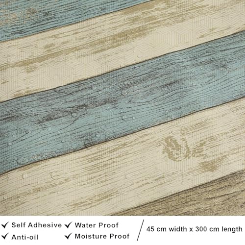 Image of Self-Adhesive Wallpaper Waterproof Old Furniture Vinyl Stickers Wooden Door Wardrobe Desktop PVC Wall Papers 45 X 304 CM- (Wooden Plank-2)
