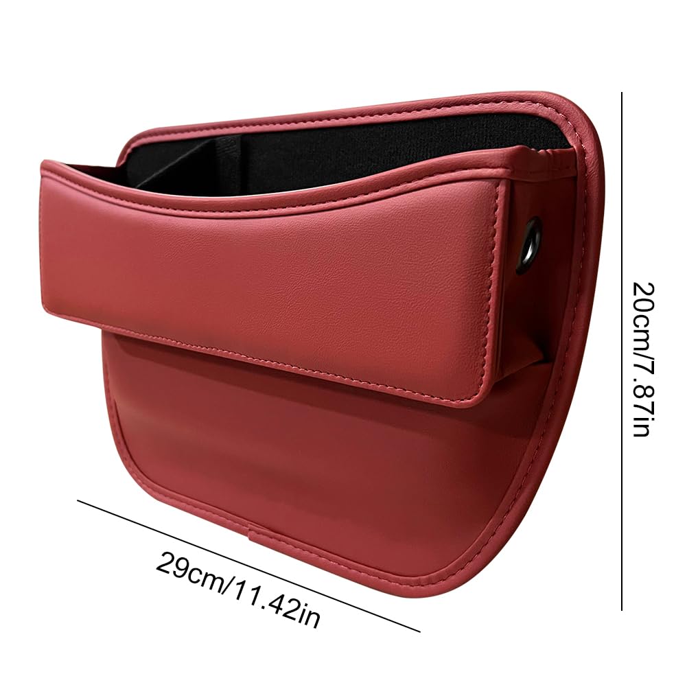 2 uds Caja organizadora para Espacio de Asiento de Coche Bolsillo de Almacenamiento Interior de Cuero para Coche (Rojo)