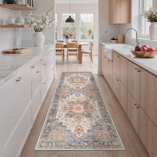 GENIMO Vintage Teppich, Teppiche Wohnzimmer, Waschbare Teppiche, Boho Teppich, Klein Carpet rutschfest