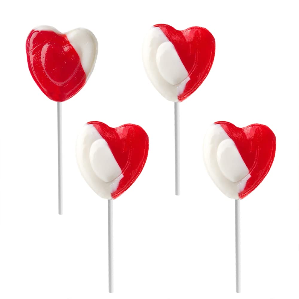 Valentine's 48-Pack Lollipops Red Heart Shaped Strawberry N' Cream Flavored, Individually Wrapped (2 Pounds)