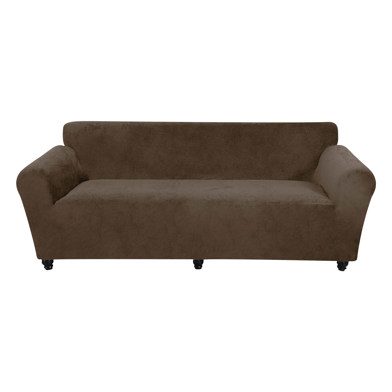 JHLD Stretch Sofa cover, Couch Cover Velvet Sofa Slipcover soft Non Slip Furniture Protector With Elastic Bottom Sofa Protector For dogs -Deep coffee-Large