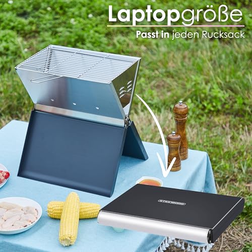 Steinborg Klappgrill | Laptopgrill | Campinggrill | Blitzschneller Aufbau | Hitzebeständiger Rahmen | Große Lüftungsschlitze | Holzkohlegrill | Kohlegrill | Geringes Gewicht | Geeignet für Holzkohle 6