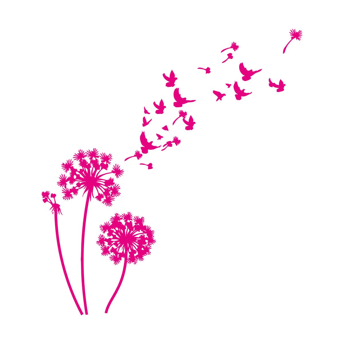 Vinyl Wall Decals Birds Dandelions Flower Garden Bedroom 81x90.5cm Equipped with Transfer Film kit Extra Large Rosered