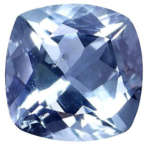 Aigue-marine naturelle de 1.27 ct taille coussin 7x7 mm non traitée pour création de bijoux