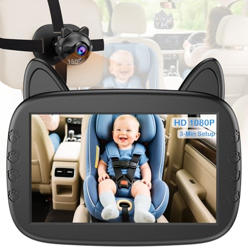 HD 1080P Baby Car Camera: Clear Night Vision for Long Road Trips & Solo Driving - No More Turning...