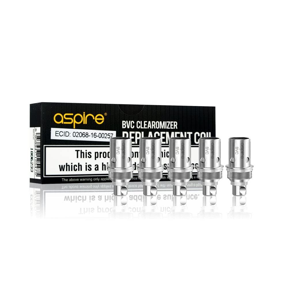 Aspire BVC Replacement Coils, 1.8ohm, Compatible with Aspire ET-S, Vivi Nova, CE5 and K1 Tank, Aspire Vaping Coils, Pack of 5, No Nicotine