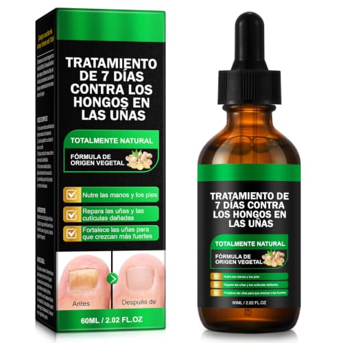7 Days Nail Fungus Treatment, Ginger Nail Growth Serum Natural Nail Growth Serum con jengibre, jojoba y aceite de girasol | Restauración de uñas dañadas, cuidado antihongos para pies y uñas, 60 ml