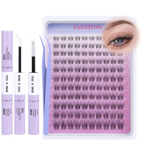 Image of Wispy Natural Eyelash Clusters Kit 8-16mm D Lash Clusters DIY Lash Extension Kit Thin Lash Band with Bond and Seal, Tweezers Lash Clusters Kit