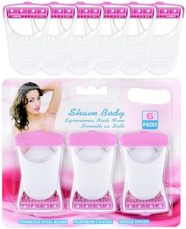 Salezon || Body Razor, Disposable MAX Body & Bikini Shaving Razor For Women (6 Pcs Blade) Platinum Blade (6)