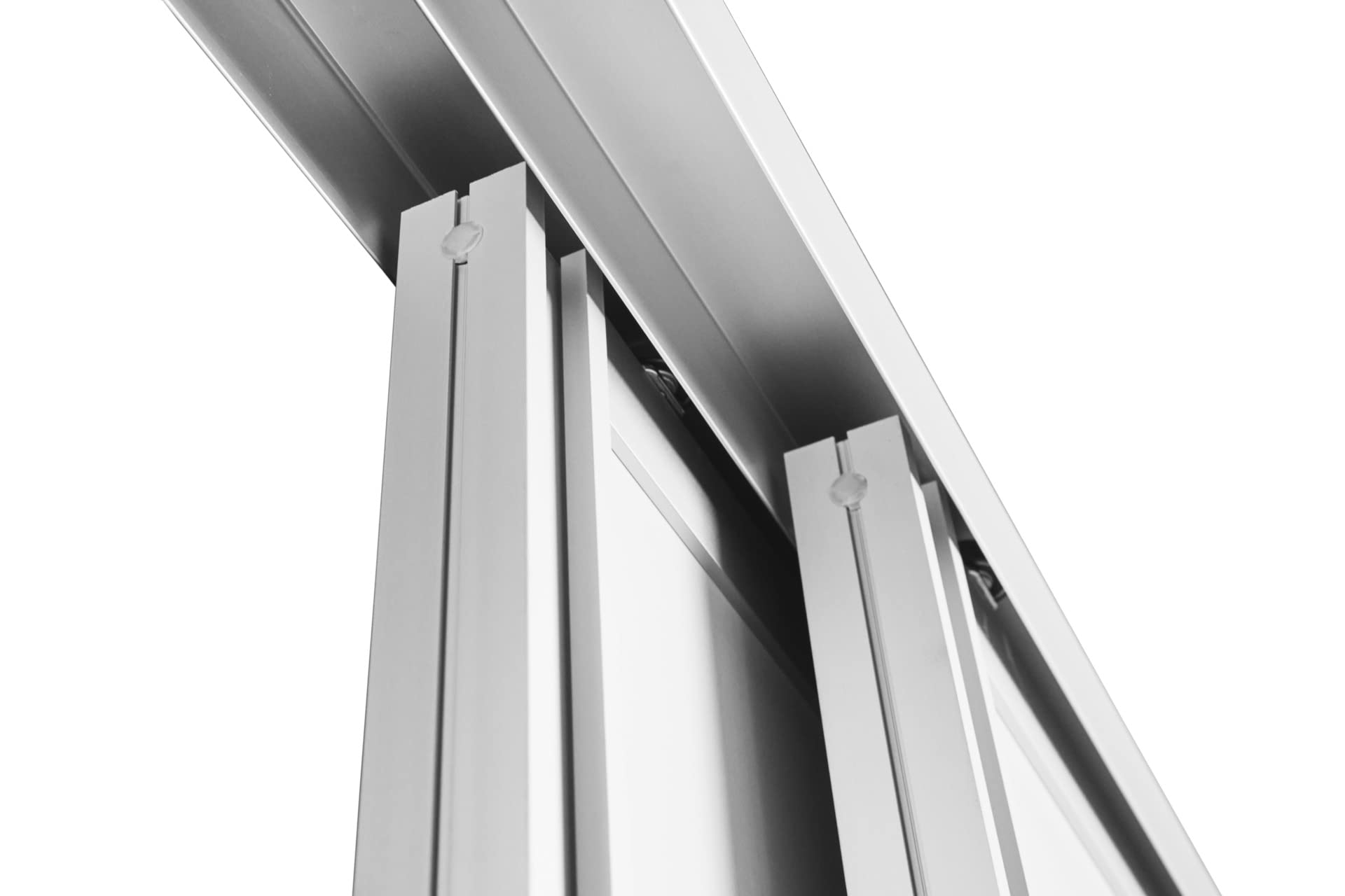 Schiebetürbausatz inkl. Aluminium Rahmentyp A | Inkl. Beschläge für 2 Türen, max. Flügelmaße: 1064 x 2700 mm | Füllung kommt von Ihnen | Boden- und Deckenschiene in 2000 mm