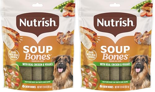 Nutrish Rachael Ray Soup Bones Dog Treats, Chicken & Veggies Flavor, 6 Bones (Pack of 2)