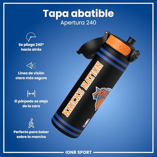 Miniatura 4 de ion8 NBA Botella a Prueba de Fugas, Fácil de Abrir, Cerradura Segura, Asa de Transporte, Aptas para Lavavajillas, Acero Inoxidable, Ideal para Deportes