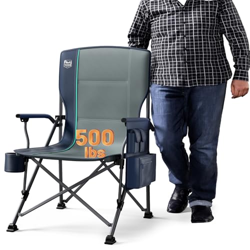 TIMBER RIDGE Oversized Folding Camping Chair High Back Heavy Duty for Adults Support up to 500lbs with Cup Holder