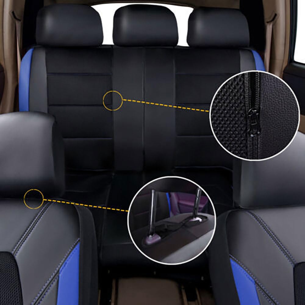 Fundas Asientos Coche para Mercedes-Benz GLE-SUV 5-Seats (W166) 2015 2016 2017 2018 2019, Juegos Cubreasientos Cómodo Delanteros Traseros Protectores Interior Accesorios,A/Blue