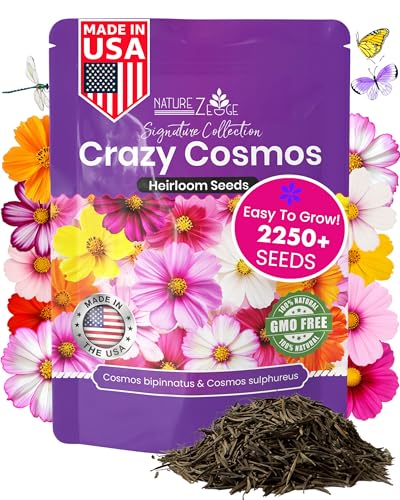 NatureZ Edge, Crazy Cosmos Seeds for 2026, 2250 Cosmos Seed, 15g, Made in USA, Annual Cut Flowers, Wildflower Seeds Bulk for Planting Flowers, Wild Flowers Seed Throw and Grow, semillas de Flores