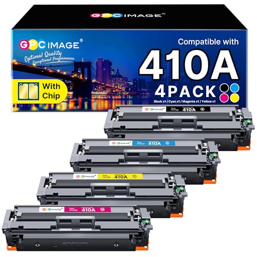 GPC Image 4 Pack 410A  Compatible para HP 410A CF410A 410X CF410X Cartuchos de tóner para HP Color LaserJet Pro MFP M477fdw M477fnw M477fdn M452nw M377dw M452dn M452dw M477 M452 M377