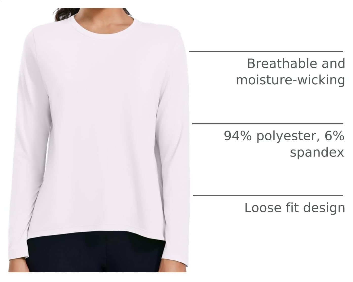 PINSPARK Workout Tops for Women UPF 50+ Loose Long Sleeve Athletic Shirt