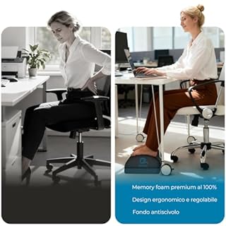 Poggiapiedi da Scrivania in Schiuma, poggiapiedi regolabile in memory foam con fodera lavabile, comodo poggiapiedi, ergonomico per scrivania, sedia da ufficio (nero k)