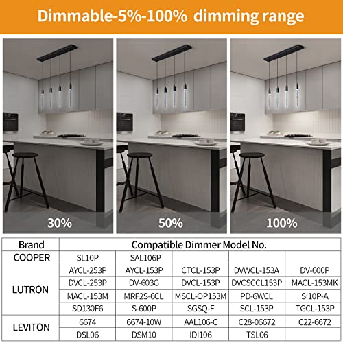 Image of Kitchen Island Lighting Modern Light Fixture Black Pendant Light Dimmable LED Black Finish Mini Crystal Pendant Lights for Dining Room Living Room(4-Light )