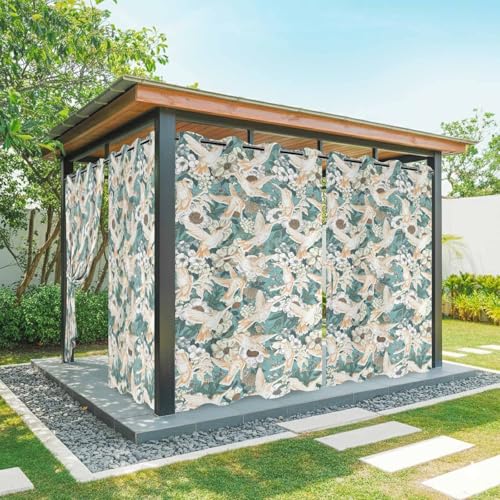 Spring Flowers Outdoor Curtains for Patio Waterproof, Grommet Outdoor Privacy