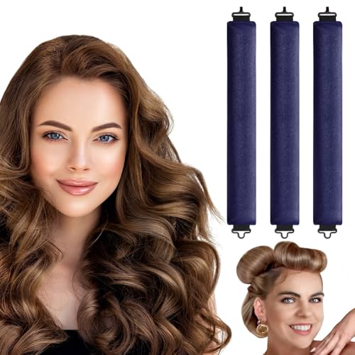 LOPHE 3 Pcs Heatless Hair Curler, Heatless Curls Blowout Rods Headband for All Hair Types Soft Hair Roller Rods with Hook