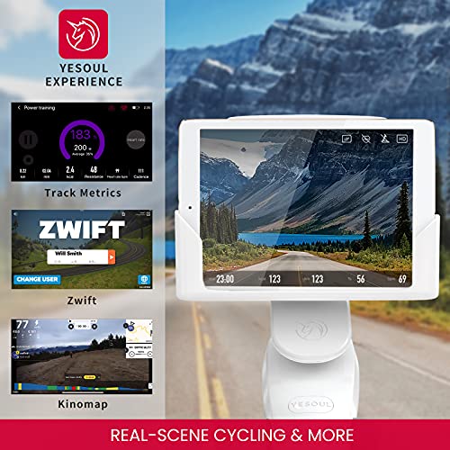 YESOUL Smart Connect Exercise Spin Bike Stationary with Bluetooth Armband, Magnetic Resistance Belt Drive Commercial Indoor Cycling Bike with Heart Rate Monitor App, Tablet Holder (White)