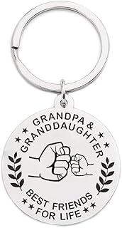 Grandpa Grandfather Granddaughter Gift Keychain from Granddaughter Grandpa Best Friends for Life Keyring for Best Granddad Grandaddy Granddaughters Christmas Birthday Gifts