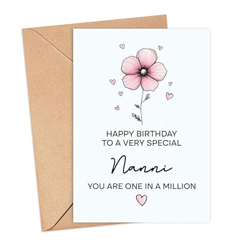AcevedoDesign Special Nanni Birthday Card - Cute Flower Nanni Birthday Card - Cards Birthday Flower - Nanni Birth Cards With Floral - Birth Gift For Her - You Are One In A Million