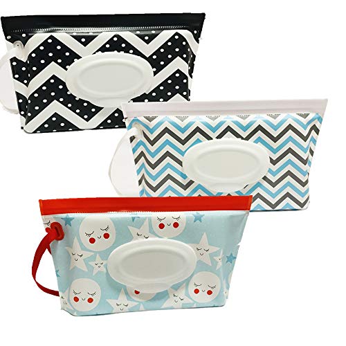 ULVBABI Contenedor portátil para toallitas húmedas, reutilizable para pañales, dispensador de embrague de viaje personal rellenable | Mantiene las toallitas húmedas [paquete de 3]