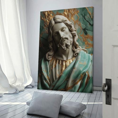 Jesus Marble Statue décoration murale grand format 24x36inch prête à accrocher