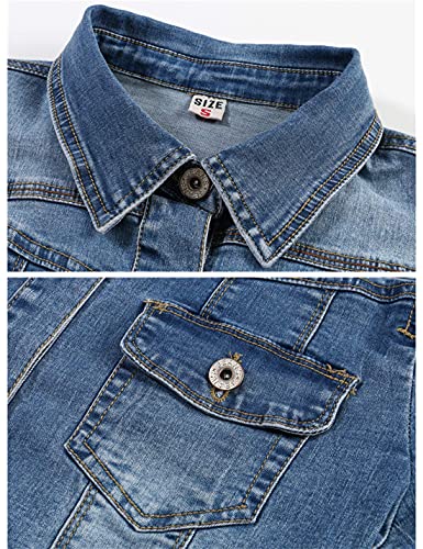 Omoone Women's Summer Short Sleeve Crop Denim Trucker Jacket Jean Coat Tops3