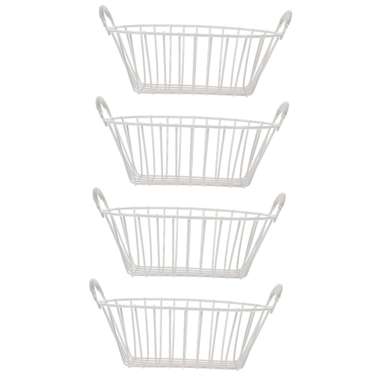 Cesta de frutas PRETYZOOM de alambre transpirable: juego de 4 piezas para conservar frescura