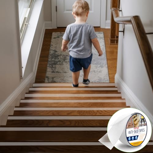 Image of Clear Anti Slip Tape for Stairs & Bathtubs,2 inch x50FT Non-Skid Transparent Grip Tape - Soft PVC Safety Traction for Bare Feet, Pool Decks, Boats, Shower Floors