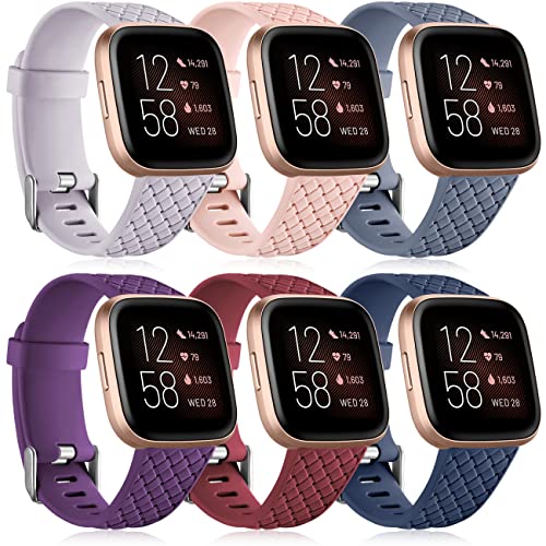 Wepro Bands Compatible with Fitbit Versa 2/Fitbit Versa/Fitbit Versa Lite SE SmartWatch for Women Men, Silicone Weave Pattern Sports Replacement Wristband Strap for Fitbit Versa Watch, Small