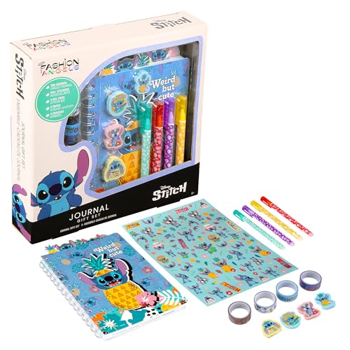 Fashion Angels Disney Stitch Journal Gift Set, Includes Journal, Stickers, Gel Pens, Erasers & Rolls of Tape, Ideal & Cute Stationery Set for Kids & Teens