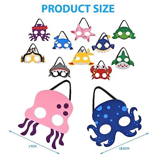 URAQT Cartoon Masks, 12Pcs Kids Marine Organism Masks, Dress Up Cute Animals Mask for Boys & Girls - Image 2