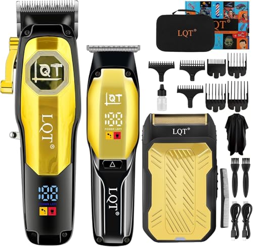 Tondeuse à cheveux professionnelle pour homme - Tondeuse électrique et rasoir - Tondeuse à barbe sans fil 3 en 1 avec lame en T - Rasoir tête chauve avec écran LED