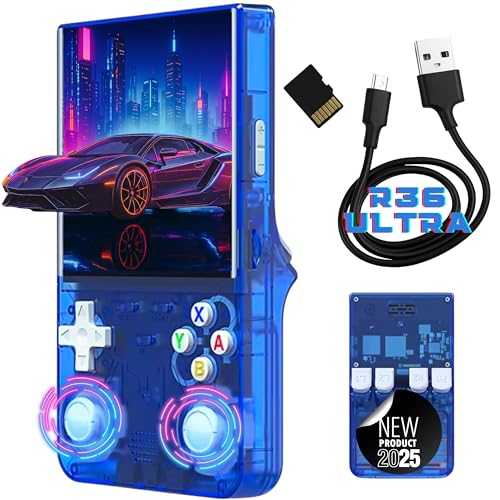 R36 Ultra Versión Mejorada de la R36s – Pantalla IPS 4” HD +21.000 Juegos – Joysticks LED 7 Colores – Consola Retro Portátil Compatible con Arcade, PS1, PSP, N64, GBA, NeoGeo – Modelo 2025