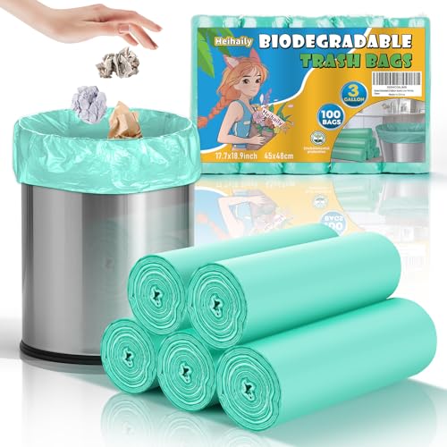 Heihaily 3 Gallon Biodegradable Trash Bags (100 Count)