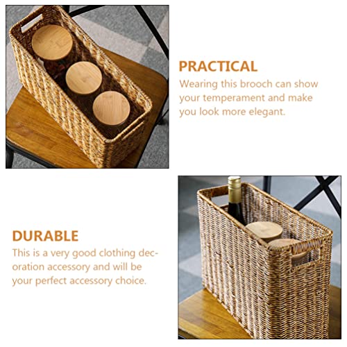 Ipetboom-Wicker-Magazine-Basket-Magazine-Wicker-Basket-Woven-Magazine-Basket-1-Pc-Woven-Magazine-Rack-Woven-Storage-Basket-Woven-Book-Basket-Magazine-Wicker-Basket-Rattan-Magazine-Holder-Desk-Topper