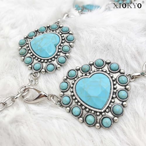 Turquoise Belt Silver Western Chain Belt Cowgirl Concho Belts for Women3