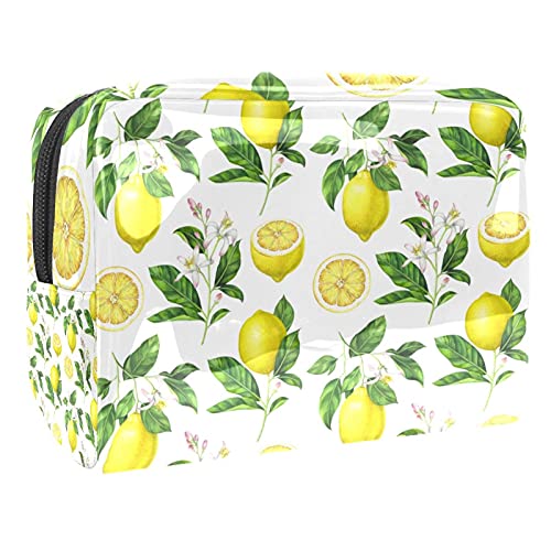 Kosmetiktasche für Damen, Zitronenfrüchte, Reise-Kulturbeutel, große PVC-Make-up-Tasche mit Reißverschluss